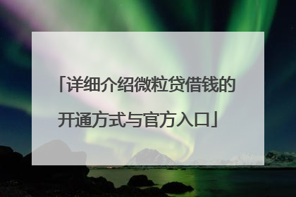 详细介绍微粒贷借钱的开通方式与官方入口